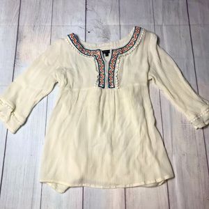 Takara Girls Top Boho Aztec Design Size M Beautiful Blouse embroidered VGC